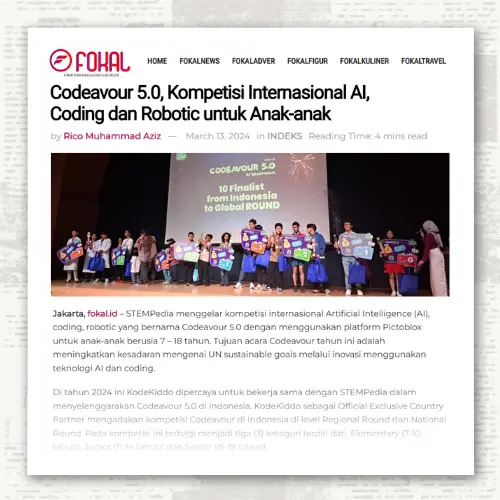 Codeavour 5.0, Kompetisi Internasional AI, Coding, dan Robotic untuk Anak-Anak