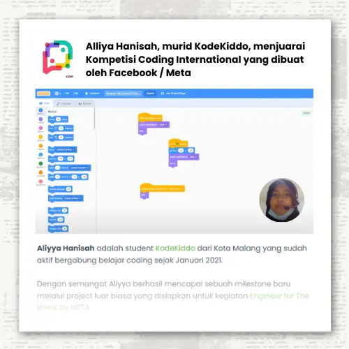 Alliya Hanisah, murid KodeKiddo yang juara kompetisi coding Meta