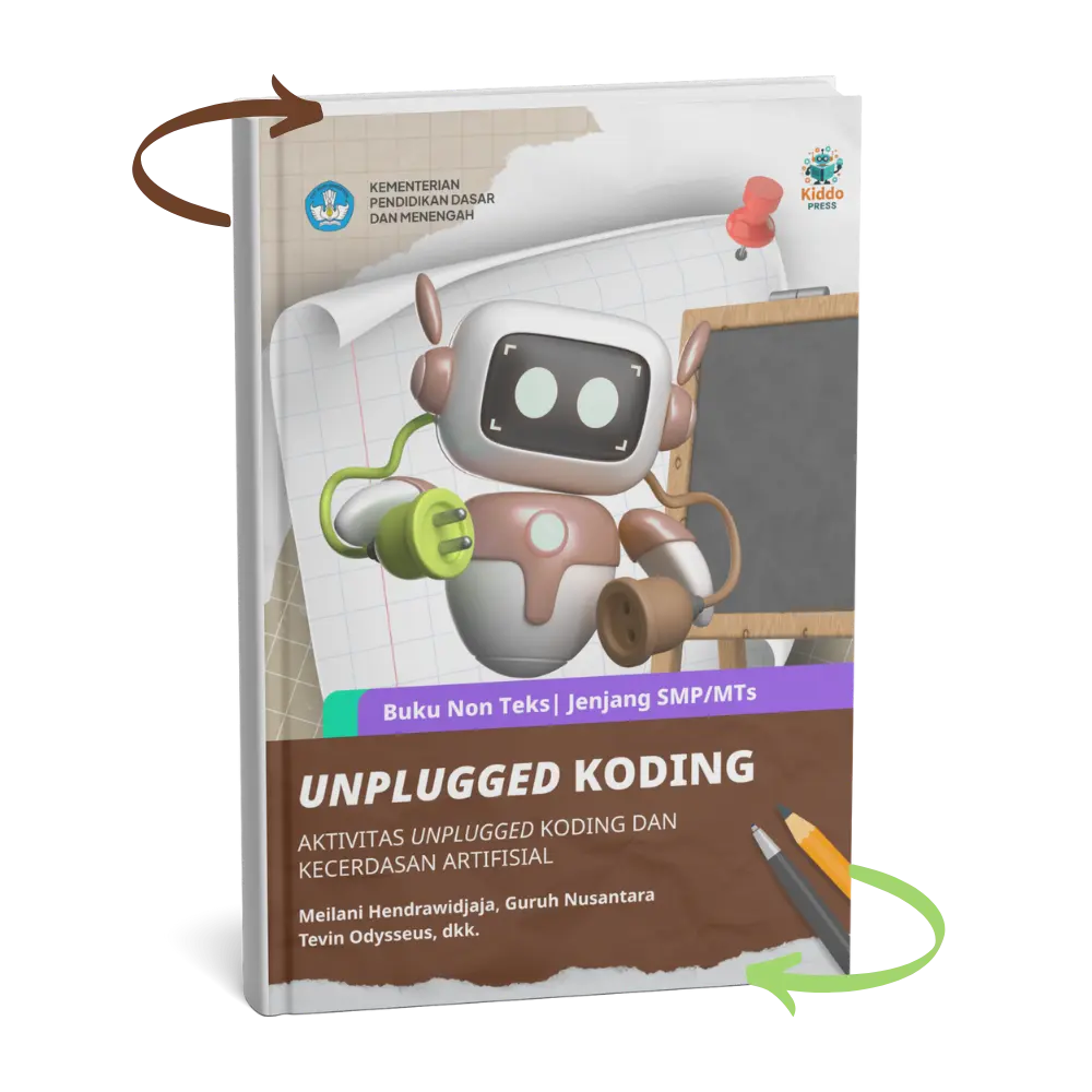 Mockup_COKLAT _ BUKU 5 _ Buku Non Teks _ Unplugged Coding _ Aktivitas Unplugged Coding dan Kecerdasan Artifisial _ Jenjang SMP_MTs